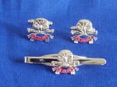 QUEEN'S ROYAL LANCERS  ( QRL ) CUFF LINK AND TIE GRIP / CLIP GIFT SET