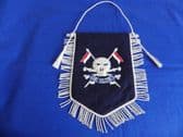 QUEEN'S ROYAL LANCERS ( QRL) PENNANT WITH BULLION WIRE EMBROIDERED BADGE