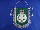 ROYAL GREEN JACKETS ( RGJ ) PENNANT WITH BULLION WIRE EMBROIDERED BADGE