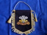 ROYAL HUSSARS PENNANT WITH BULLION WIRE EMBROIDERED BADGE