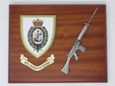 ROYAL REGIMENT OF FUSILIERS ( RRF ) MESS SHIELD AND SLR L1A1 COMBAT PLAQUE