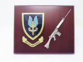 SPECIAL AIR SERVICE ( SAS ) MESS SHIELD AND SLR L1A1 COMBAT PLAQUE