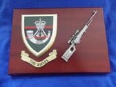 THE RIFLES MESS SHIELD AND L96A2 COMBAT PLAQUE