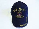 UNITED STATES NAVY VETERAN EMBROIDERED BASEBALL CAP