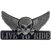 WINGED SKULL LIVE TO RIDE LAPEL PIN