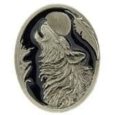 WOLF HOWLING AT THE MOON LAPEL PIN