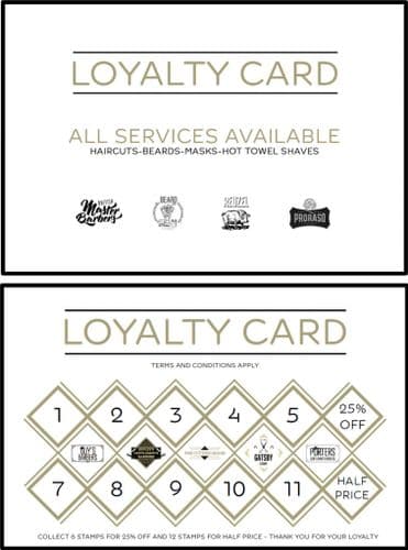 500 Loyalty cards printed on 350 gsm recycled card