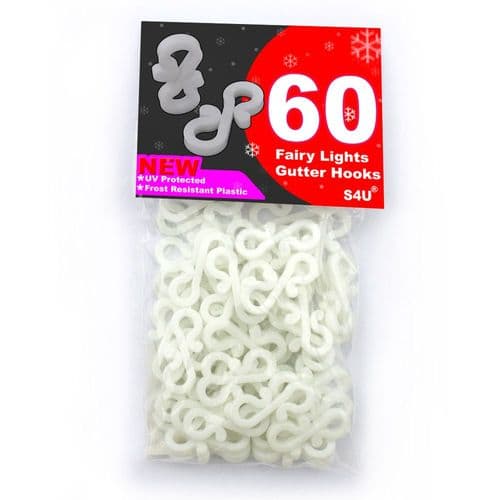 60 x Mini Gutter Hooks, SuperLED Gutter Hook Multi Pack For Securing Lights To Guttering