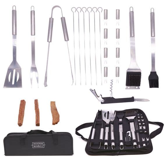 Barbecue Utensil Set With Carry Case & 3 Fatwood Sticks