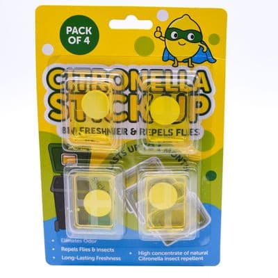 Citronella Bin Freshener Sticky Pads (Pack of 4) – Stick-On Bin Deodorizer & Fly Repellent