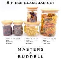 Glass Storage Jars - 1200ml/500ml/150ml x3