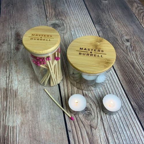 Glass Storage Jars - Candle & Matchstick Set