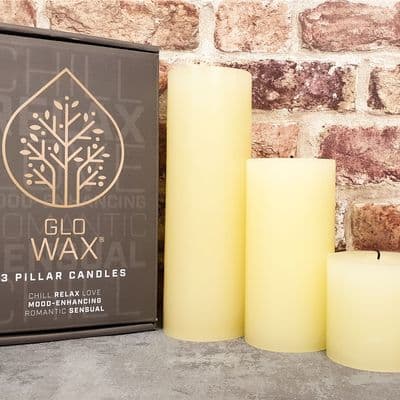 Glo Wax Pillar Candle Set of 3