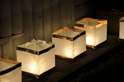 Luminary Candle Bag Gold or Silver in Packs of 10 each with free Candle