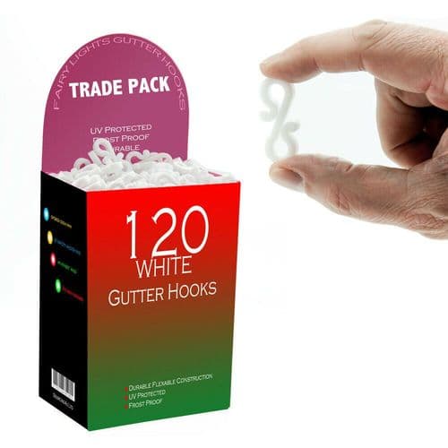 Vikdio 120 Pcs Gutter Hooks for Outdoor Christmas Lights, Gutter Clips for Fixing