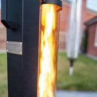 Portable Wood Pellet Patio Heater – Outdoor Smokeless Pellet Heater with Glass Flame Tube, Freestand