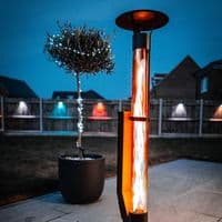 Portable Wood Pellet Patio Heater – Outdoor Smokeless Pellet Heater with Glass Flame Tube, Freestand