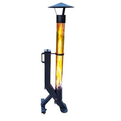 Portable Wood Pellet Patio Heater – Outdoor Smokeless Pellet Heater with Glass Flame Tube, Freestand