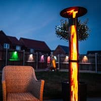 Portable Wood Pellet Patio Heater – Outdoor Smokeless Pellet Heater with Glass Flame Tube, Freestand