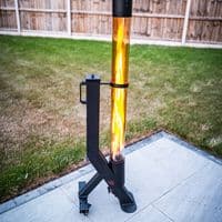 Portable Wood Pellet Patio Heater – Outdoor Smokeless Pellet Heater with Glass Flame Tube, Freestand