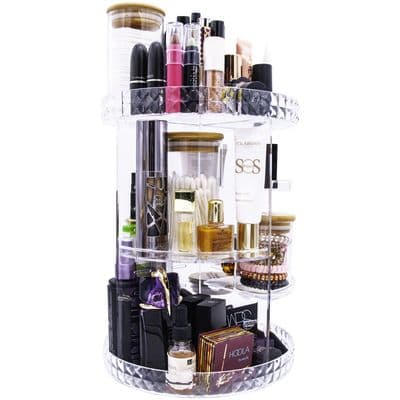 Rotating  Makeup Organiser with Glass Storage Jars