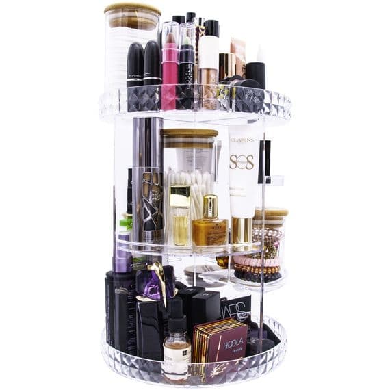 Rotating  Makeup Organiser with Glass Storage Jars