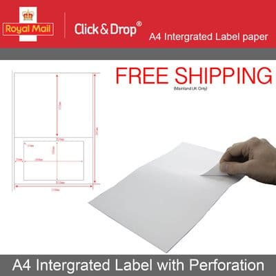 Royal Mail Click & Drop Paper Labels - A4 Integrated Labels Style S19 S 90 GSM