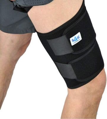 S4U EasyBreathe Neoprene Breathable Deluxe Extra Comfort Thigh & Hamstring Support, OneSize, Black