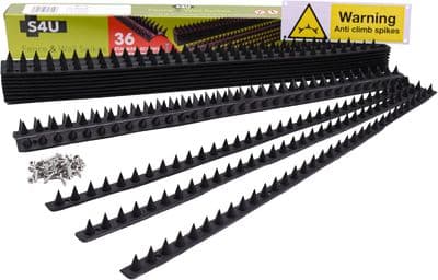 S4U Fence Wall Spikes Garden Security 50 x 4.5 x 1.5cm Warning Sign & Screws Included