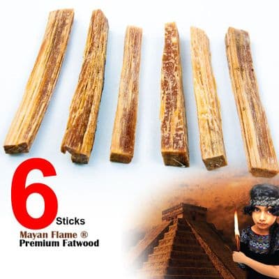 S4U® MAYAN FLAME™ 6 pcs FATWOOD 100% NATURAL FIRESTARTER