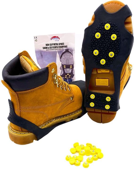 Winter Wise 10-STUD Ice Traction Universal Slip-on Stretch fit Snow & Ice Spikes with 20 Extra Studs
