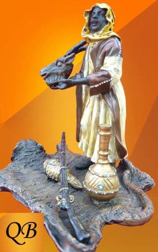ART DECO ARAB TRADER BRONZE HOT CAST STATUE AFTER BERGMAN