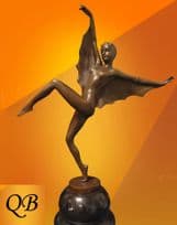 Art Deco Bronze Bat Girl by J.Lorenzl