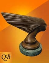 Bronze Art Deco "Spirit of the Wind" Figurine, Green Marble Base