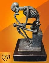 BRONZE SKELETON THINKER GREEN