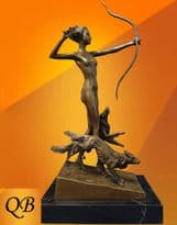 ENERGETIC ART DECO, BRONZE STATUE, "LAST ARROW" SIGNED Lorenzl