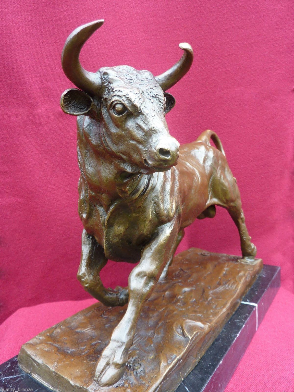 LARGE MAGNIFICENT SIGNED BRONZE BULL STATUE