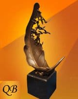 MEMORIAL STATUE BRONZE FEATHER AND DOVES
