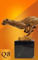 SPRINTING CHEETAH, ART DECO  BRONZE STATUE