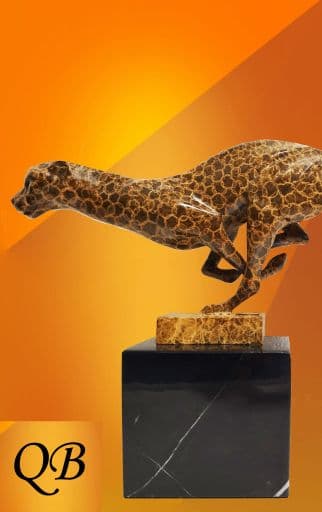 SPRINTING CHEETAH, ART DECO  BRONZE STATUE