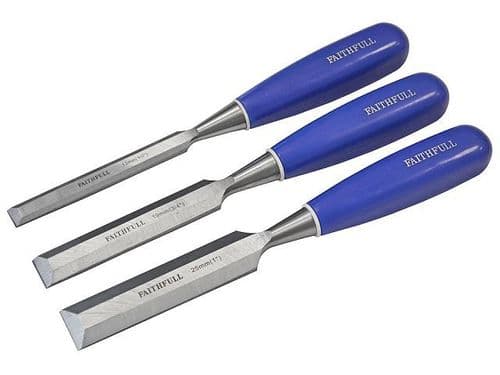 BLUE B/E CHISEL SET (3) BLISTER CARDED FAITHFULL