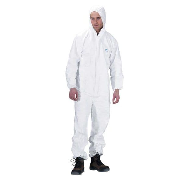BOILER SUIT WHITE DISPOSABLE ECONOMY MEDIUM