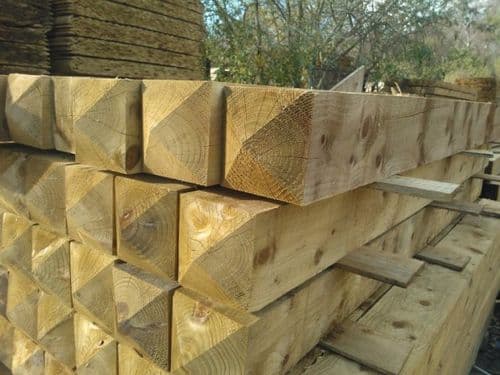 GATE POST TREATED DIAMOND TOP 6in x 6in x 8ft (150MM x 150MM x 2.4MT)