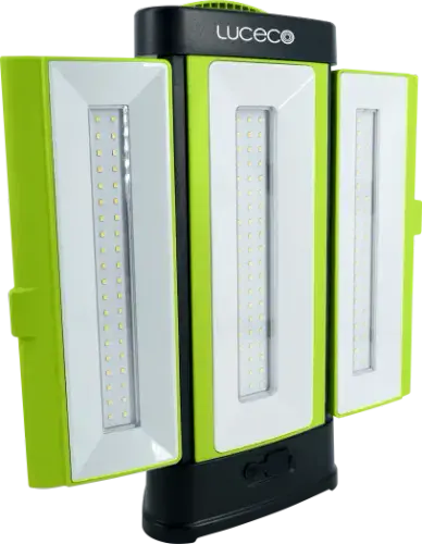 LUCECO 360DEG OPEN AREA TRI-PANEL IP54 WORKLIGHT 5V 50W 4000LM 6500K USB C RECHARGEABLE