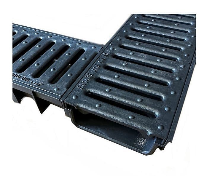 SHALLOW CHANNEL LOW PROFILE RAINDRAIN INC PLASTIC LID 1MT x 100MM x 50MM