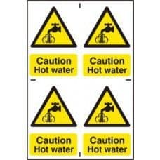 SIGN CAUTION HOT WATER 200x300MM 1309