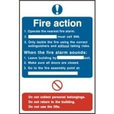 SIGN FIRE ACTION PROCEDURE 200x300MM 0165