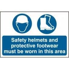 SIGN SAFETY HELMETS AND PROTECTIVE FOOTWEAR MUST... 600x400MM 4001