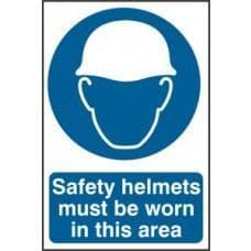 SIGN SAFETY HELMETS MUST BE WORN IN THIS AREA 200x300MM 0002
