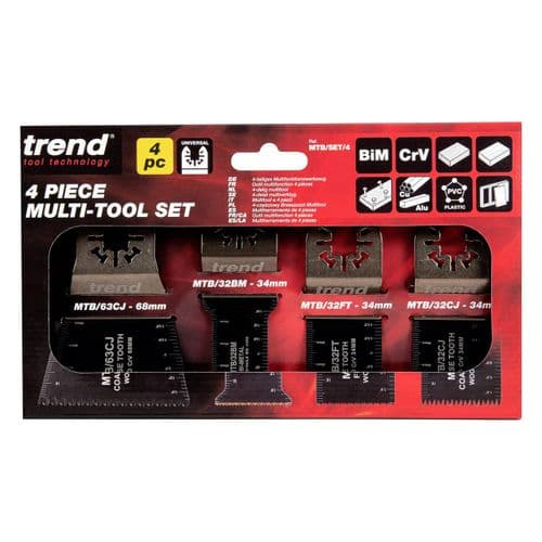 TREND MULTI TOOL CUTTER ACCESSORY SET BLADES (4 PIECE KIT) MTB/SET/4